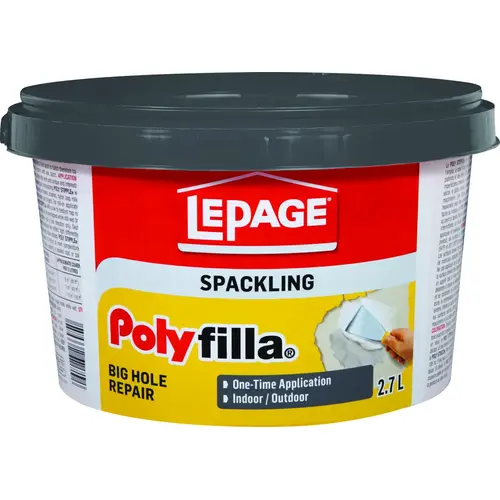 Polyfilla Spackling, White, 2.7 L Plastic Tub