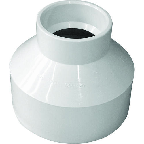 Reducing Coupling, 3 x 1-1/2 in, Hub, PVC, White, SCH 40 Schedule