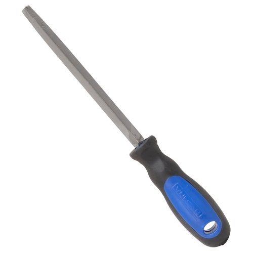 File W/Rubber Grip Handle, Triangle Profile, Taper Pattern, Double Cut Cut, 6 in L Blade, 3/8 in W Blade