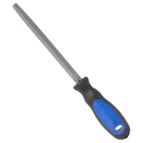 File W/Rubber Grip Handle, Triangle Profile, Taper Pattern, Double Cut Cut, 6 in L Blade, 3/8 in W Blade