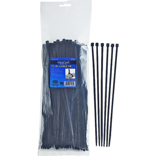 Cable Tie, 70 mm Max Bundle Dia, Self-Lock Locking, Nylon, Black - pack of 100