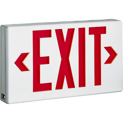 Emergency Exit Light, 13 in OAW, 7-1/2 in OAH, 120/277 VAC, Polycarbonate Fixture, White