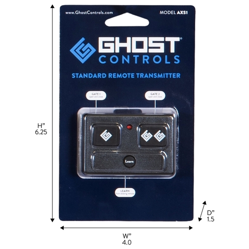 Ghost Controls AXS1 Remote Control Transmitter, Lithium Battery, 100 ft