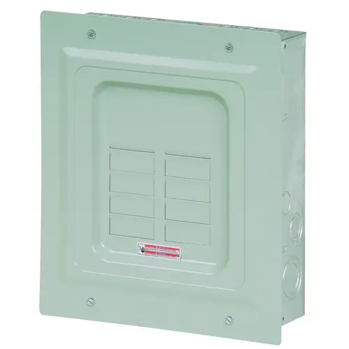 BR Load Center, 125 A, 8 -Space, 16 -Circuit, Main Lug, NEMA 1 Enclosure, Flush Mounting Light Gray