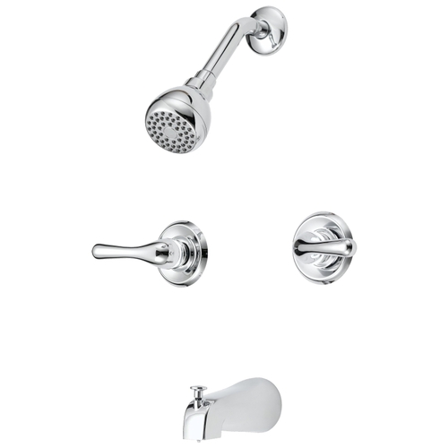 Tub/Shower, Fixed Mount Showerhead, 1.75 gpm Showerhead, 1 Spray Settings, Zinc Tub Spout Chrome