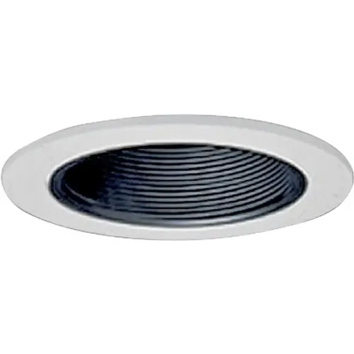 4 In. White Trim w/Black Baffle Recessed Fixture Trim