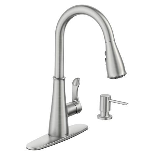 Hadley Series Pull-Down Kitchen Faucet, 1.5 gpm, 1-Faucet Handle, 1-Faucet Hole, Metal, Stainless