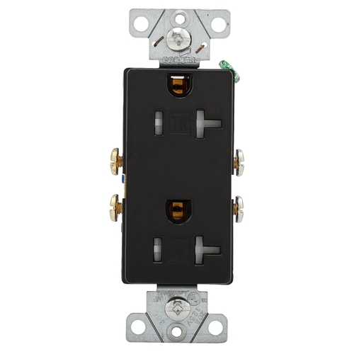 Eaton TR1307BK-BOX Duplex Receptacle Wallplate, 2 -Pole, 20 A, 125 V, NEMA: 5-20R, Black