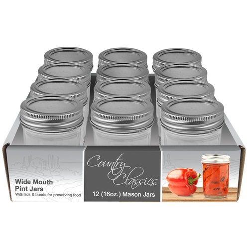Canning Jar, 1 pt Capacity, Glass - pack of 12