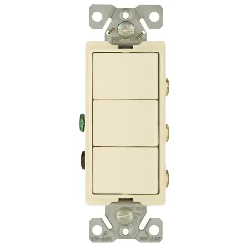 Combination Switch, 1 -Pole, 15 A, 120/277 V, Light Almond