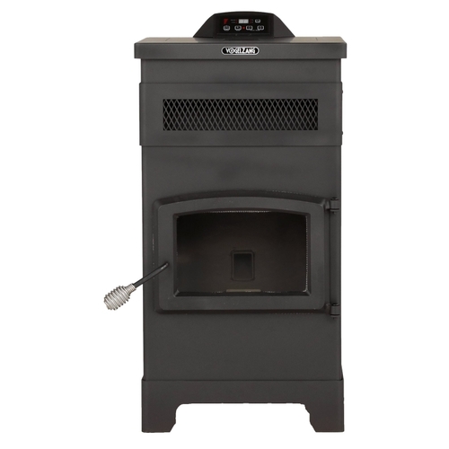 VG5770 Free-Standing Pellet Stove with Hopper, 23 in W, 23-1/2 in D, 44 in H, 48,000 Btu Heating, Iron, Black