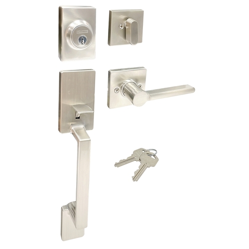 Handleset with Deadbolt, Lever, LS3, Satin Nickel - pack of 6