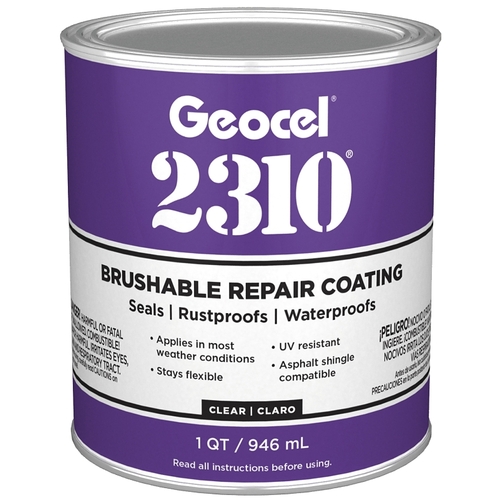 2310 Series Brushable Repair Coating, Liquid, Crystal Clear, 1 qt, Can