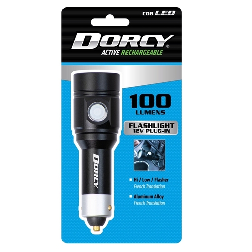 Dorcy 41-1240 Rechargeable Flashlight, Lithium Battery, 100 Lumens Lumens, 110 m Beam Distance, 2 hr Run Time, Black