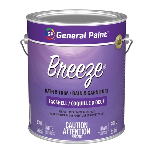 General Paint GE0057030-16 Breeze 57-030-16 Kitchen and Bath Paint, Eggshell, White, 1 gal