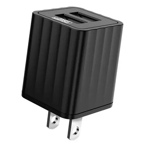 PowerZone KL-50210A Dual USB Wall Charger, Black