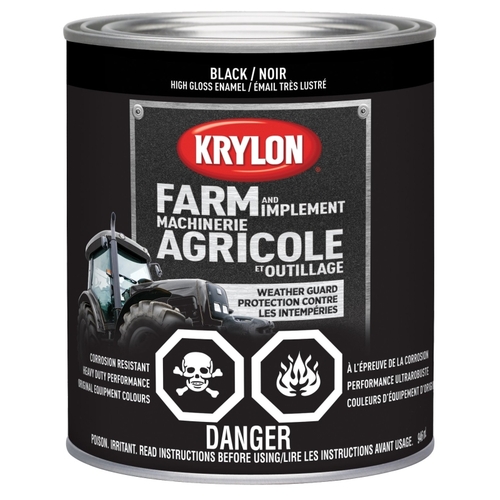 KRYLON 420200000 2020 Farm and Implement Paint, Gloss, Black, 32 oz