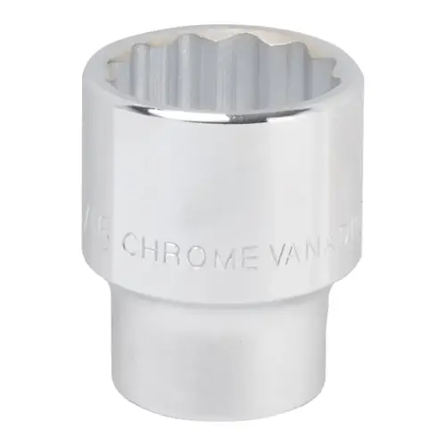 Drive Socket, 1-5/16 in Socket, 3/4 in Drive, 12-Point, Chrome Vanadium Steel, Chrome Silver