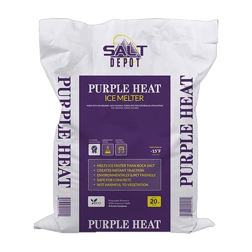 Purple Heat Ice Melt, Crystalline, Purple, Slightly Aromatic, 20 lb Bag