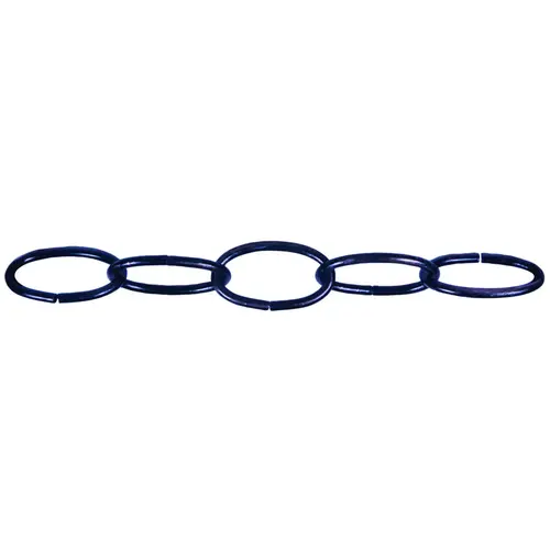 Decorative Chain, #10, 50 ft L, 45 lb Working Load, Oval Link Black