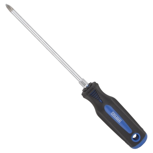 Screwdriver, #2 Drive, Phillips Drive, 10-1/4 in OAL, 6 in L Shank Satin Chrome Plated