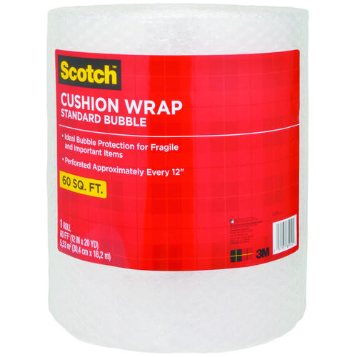 SCOTCH 7960 Cushion Wrap, 60 ft L, 12 in W, Nylon/Polyethylene, Clear