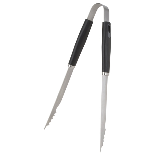 Omaha BBQ-22779-06 BBQ Tongs, 1.5 mm Gauge, Stainless Steel Blade, Stainless Steel, Plastic Handle, Straight Handle