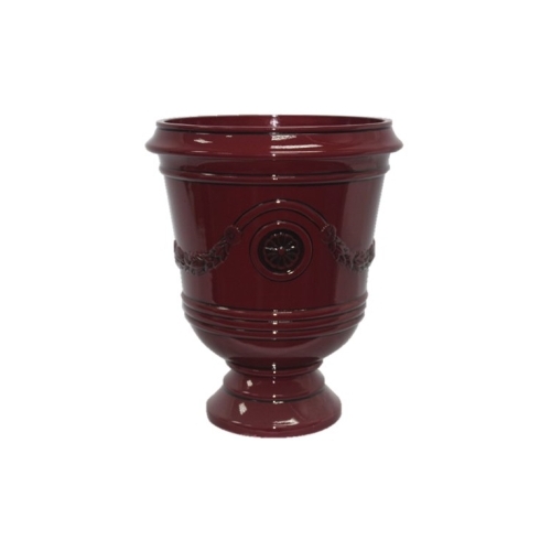 Porter Urn, 15-1/2 in W, 15-1/2 in D, Ceramic/Resin Composite, Oxblood, Gloss