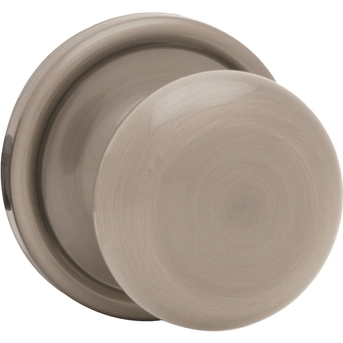 Door Knob, Satin Nickel, 1-3/8 to 1-3/4 in Thick Door, 2-1/4 in Strike