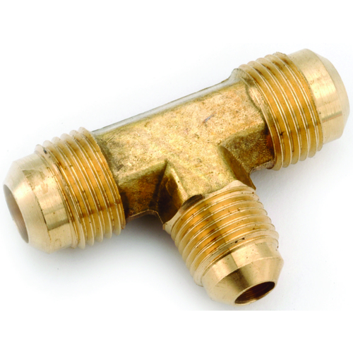 Tube Reducing Tee, 1/2 x 1/2 x 3/8 in, Flare, Brass