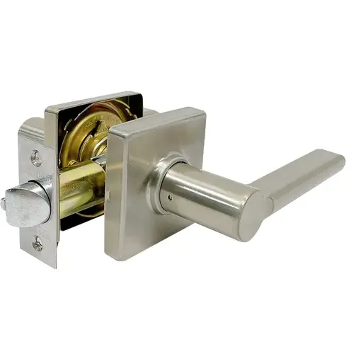 Passage Lock, Lever, Contemporary, Satin Nickel