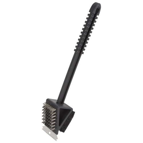 Two-Way Grill Brush/ Scrubber, 2-3/8 in L Brush, 2-1/4 in W Brush, Stainless Steel Bristle, 14 in L