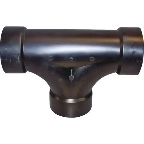 Cleanout Tee, 3 in, Hub, ABS, Black, SCH 40 Schedule