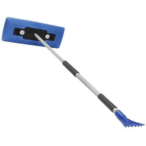 Snow Broom and Ice Scraper, 7 in W Blade, Polyethylene Foam Blade, 33 to 52 in L Handle, Red