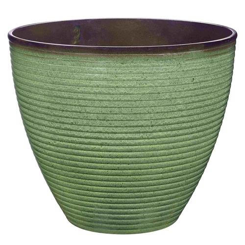 Wave Planter, 15 in Dia, Round, Resin, Green Wave - pack of 6