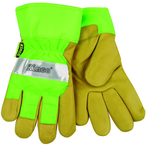 Work Gloves, Men's, XL, Wing Thumb, Green/Palamino Pair