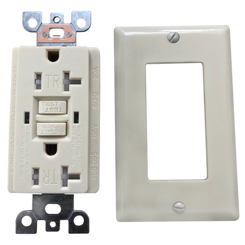GFCI Outlet, 20 A, Ivory