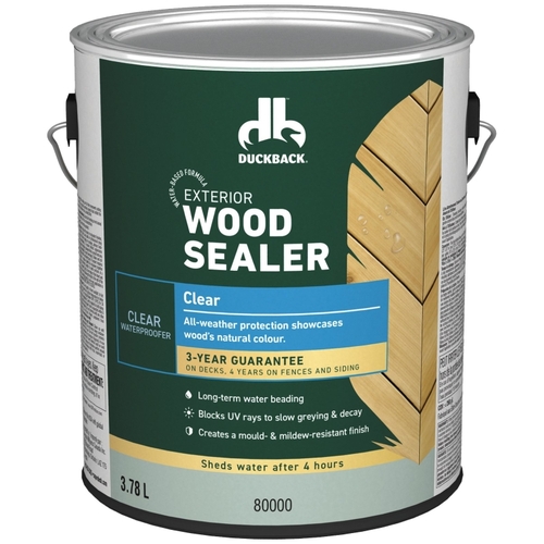 Exterior Wood Sealer, Clear, Liquid, 1 gal - pack of 4