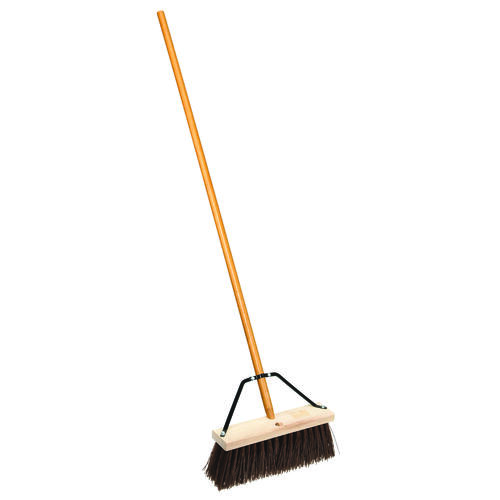 Street Broom with Brace, 6-1/4 in L Trim, Polypropylene/Synthetic Fabric Bristle, 16 in L