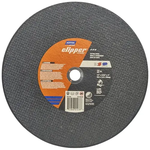 Clipper Classic A AO Series Cut-off Wheel, 14 in Dia, 3/32 in Thick, 1 in Arbor