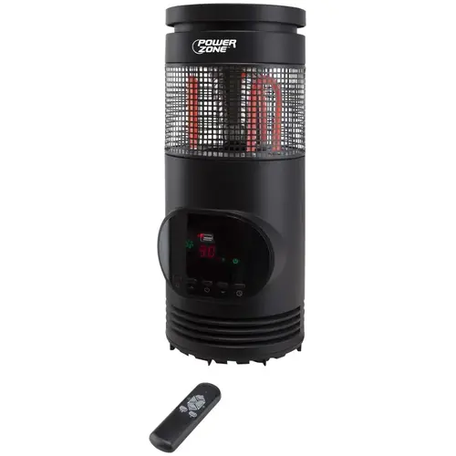 360 deg Infrared Quartz Tower Heater with Remote Control, 12.5 A, 120 V, ECO/1000/1500 W, Black