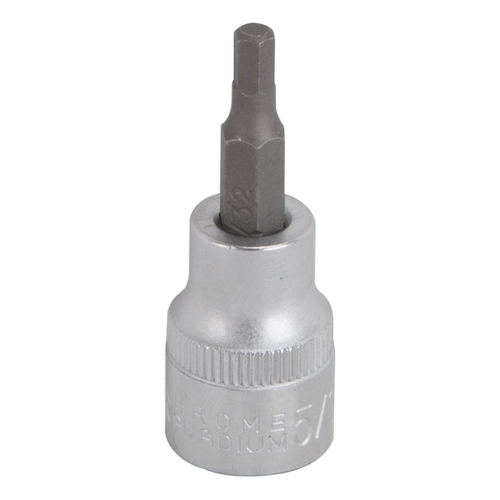 Fractional Hex Bit Socket, Chrome, 5/32 in, 3/8 in Drive, 1-7/8 in OAL Silver