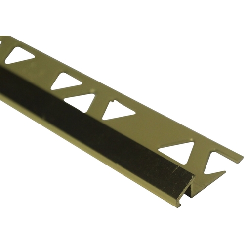 Tile Reducer, 6 ft L, 3/8 in Thick, Aluminum, Brass