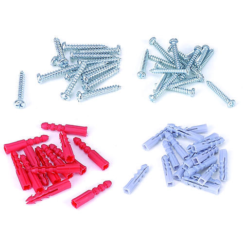 Screw and Anchor Set, Screws: Zinc Plated, 60-Piece