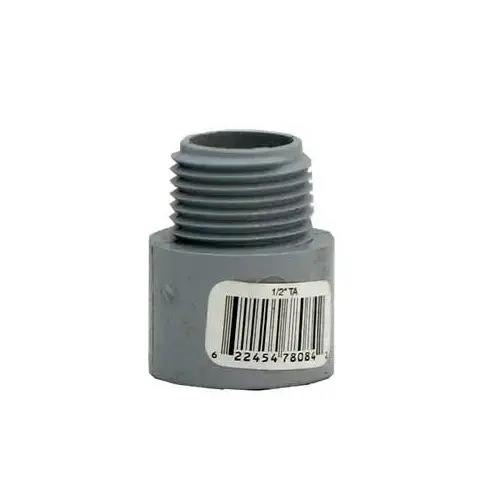 Terminal Adapter, 2 in Male, 2.8 in L, PVC, Gray