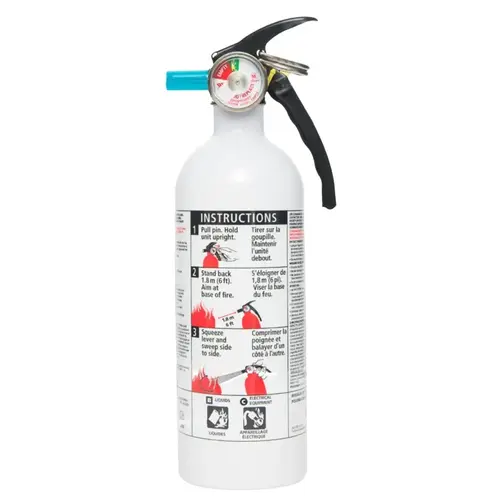 Home Fire Extinguisher, 2 lb Capacity, 5-B:C, B, C Class White