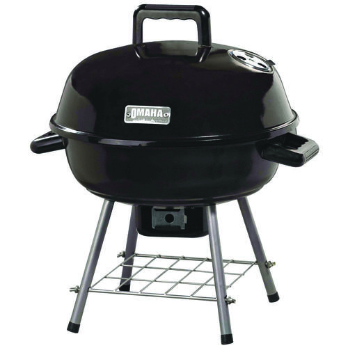 Omaha GY22014I Charcoal Kettle Grill, 1 -Grate, Black, Steel Body