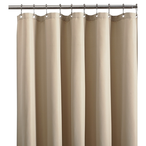 Shower Curtain Liner, 72 in L, 70 in W, Polyester, Tan