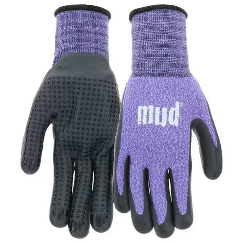 MD31011V-W-XS Coated Gloves, Women's, XS/S, Knit Cuff, Nitrile Coating, Violet Pair