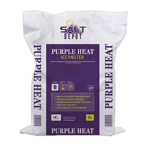 Purple Heat Ice Melt, Crystalline, Purple, Slightly Aromatic, 50 lb Bag